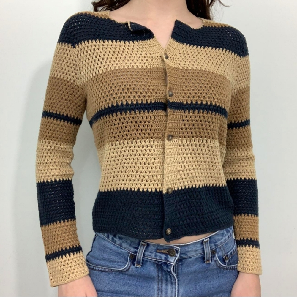 Striped handknit cardigan